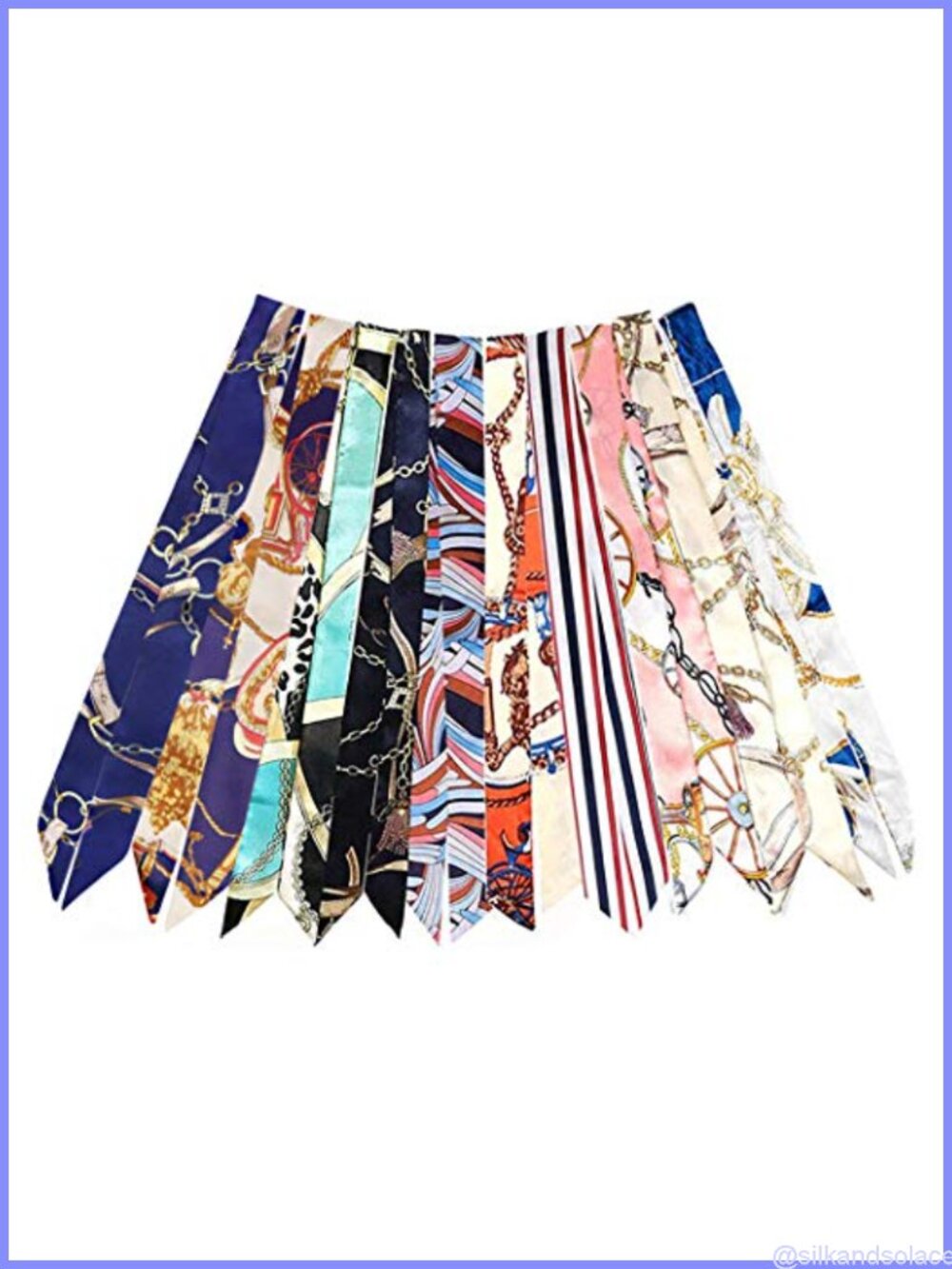 Silky Imitation Silk Scarf Set Shoulder Bag Handle Decor Hair Neck Wrap